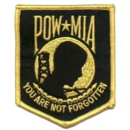  POW MIA -YOU ARE NOT FORGOTTEN PATCH - GOLD EMBROIDERED IRON ON PATCH