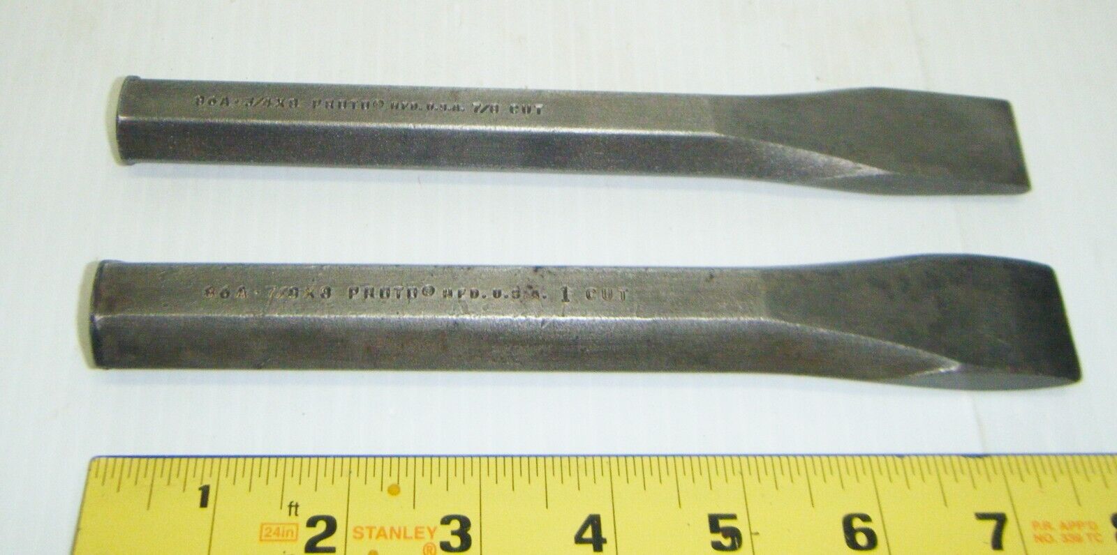 2 Vintage 86A Proto Cold Chisels 7/8 in. & 1 in. Cut