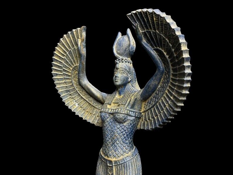 UNIQUE ANTIQUE ANCIENT EGYPTIAN Statue Big Goddess Isis Good Health Handmade