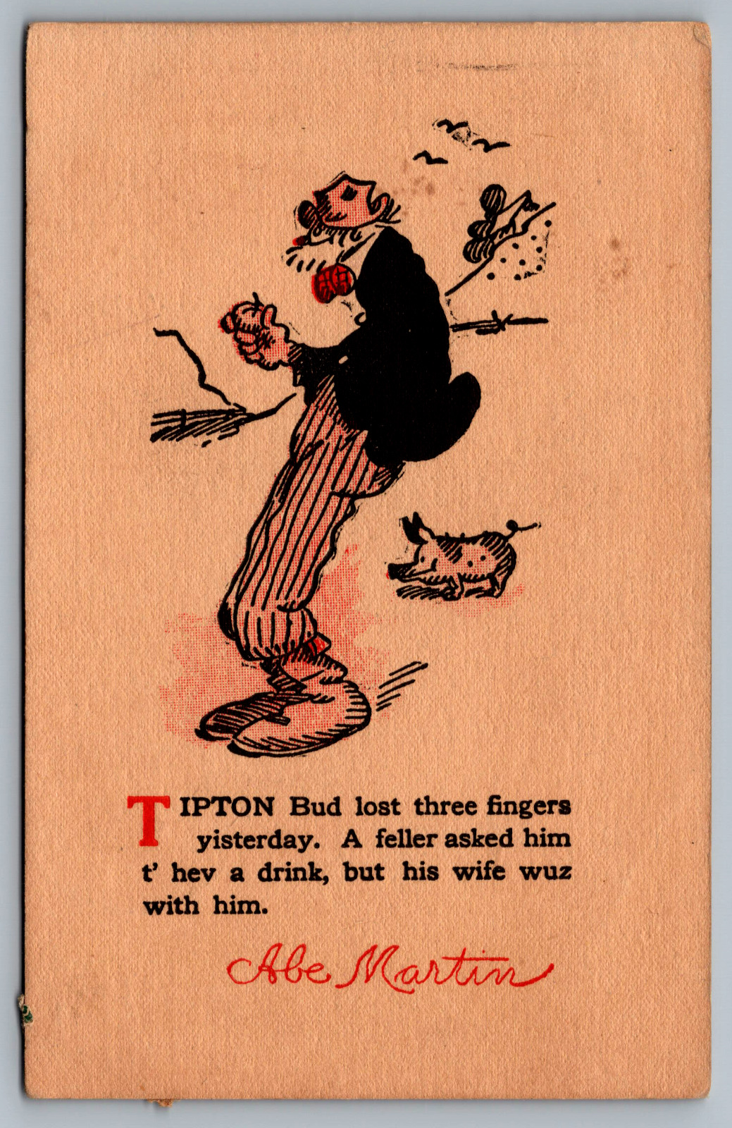 Postcard Tipton Bud Lost Three Fingers...Posted Feb 26 1909