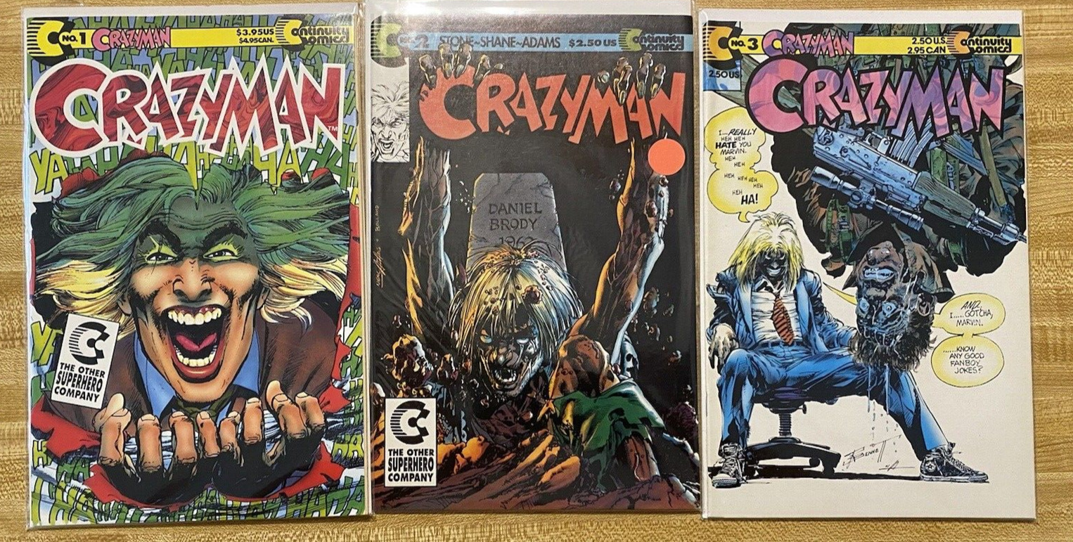 CRAZY MAN #1,2,3 - CONTINUITY 1992 ALL VF/NM- (BY NEIL ADAMS)