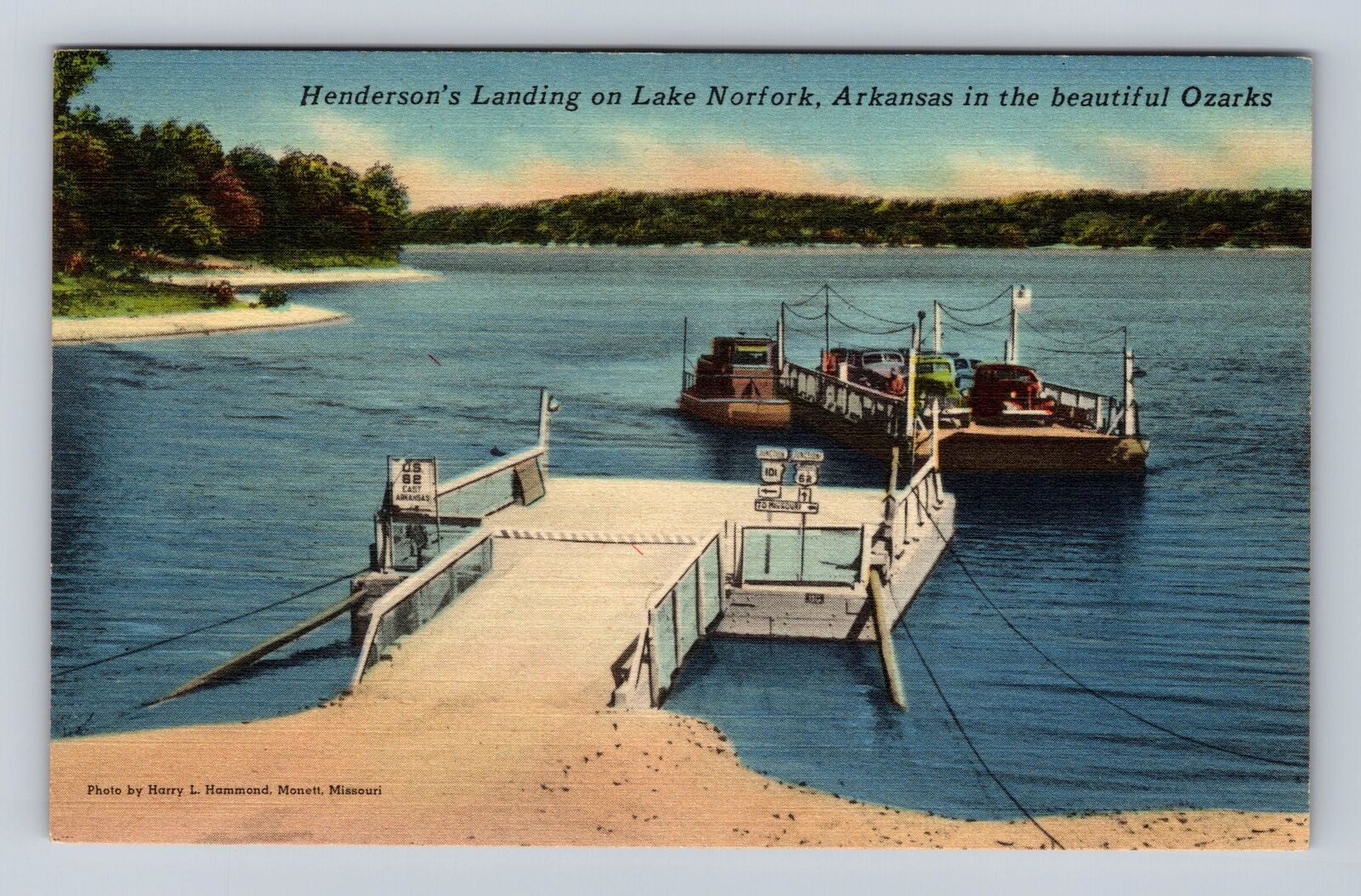 Lake Norfork AR-Arkansas, Henderson's Landing, Antique Vintage Souvenir Postcard