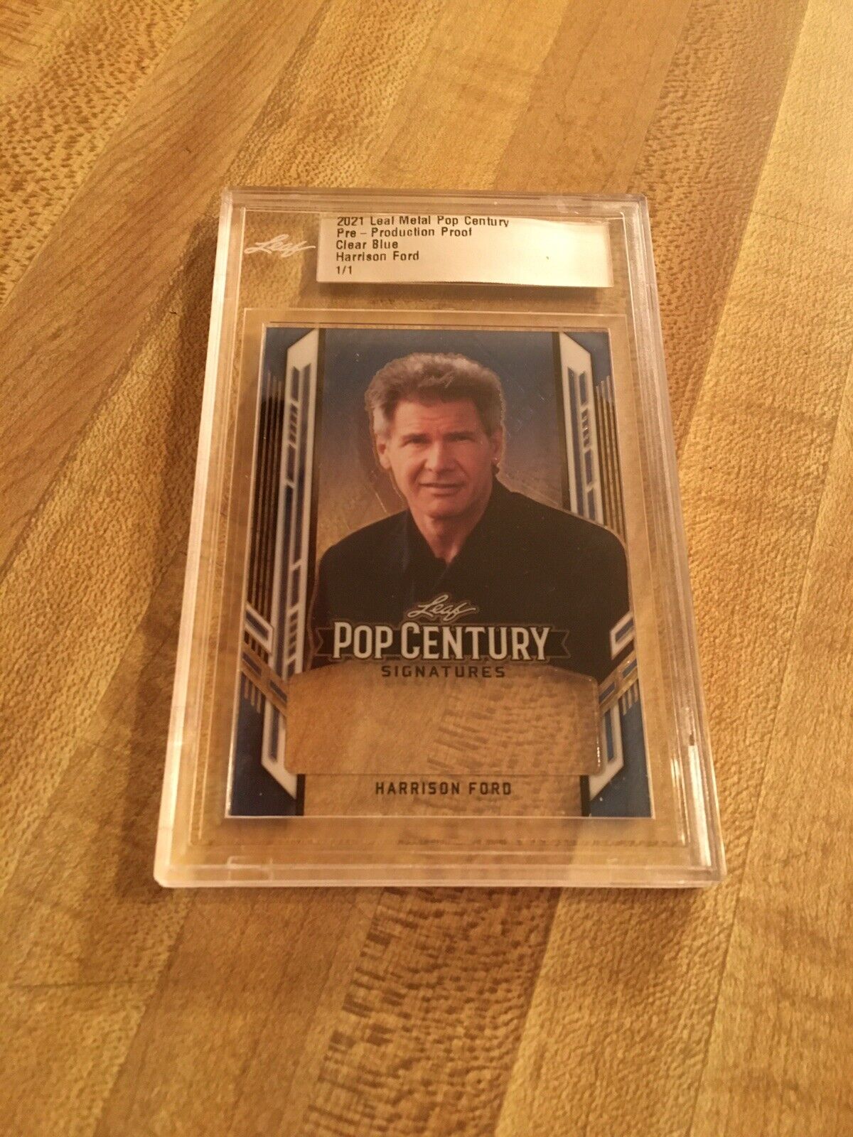 2021 LEAF POP CENTURY PRE-PRODUCTION PROOF 1/1 HARRISON FORD CLEAR BLUE