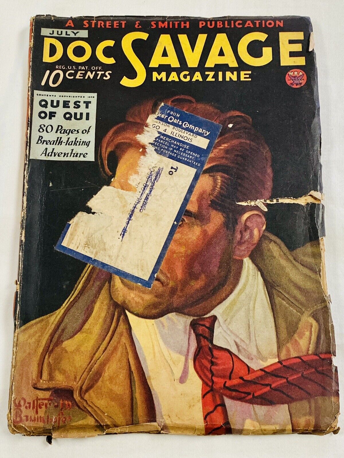 Original Doc Savage July 1935 Pulp Magazine “The Quest Of Qui” Volume 5 # 5