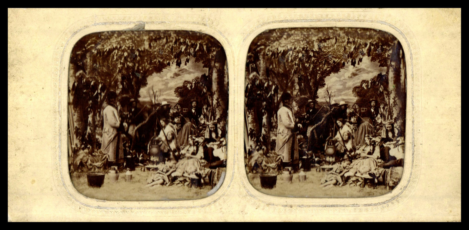 Scene of a Gypsy Camp, circa 1870, Day/Night Stereo (French Tissue) Print
