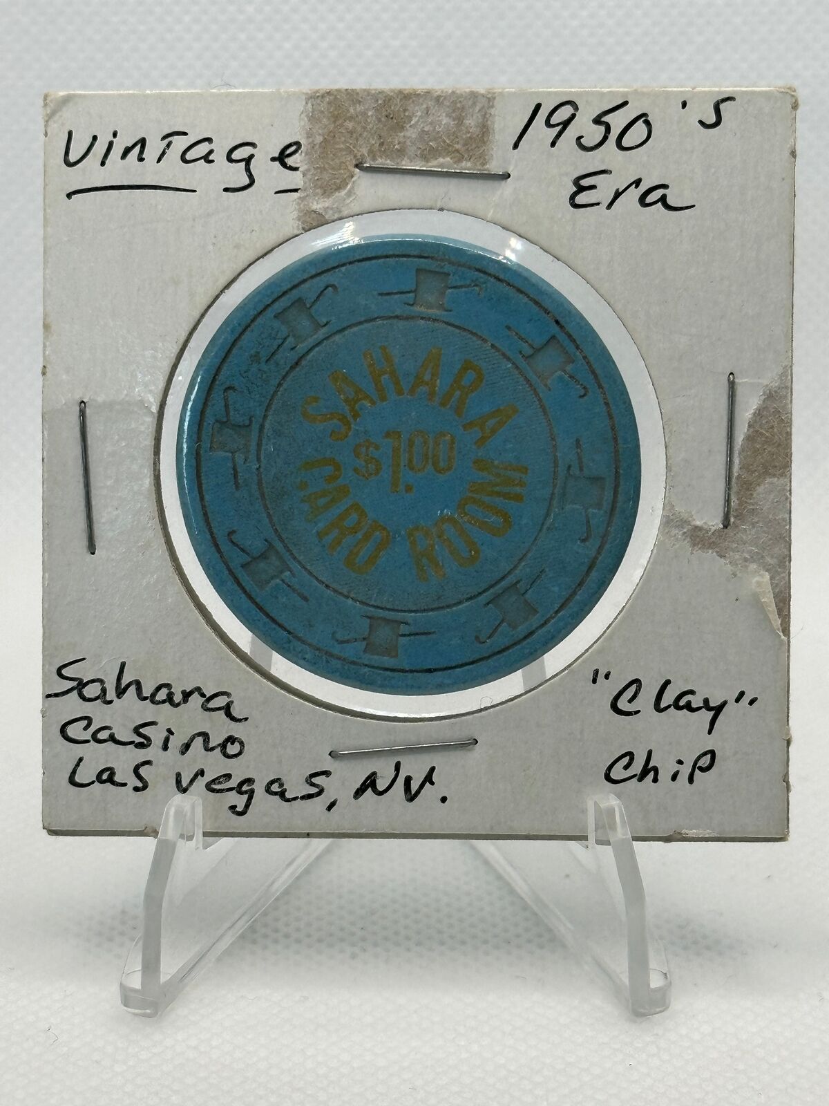1950’s Era Sahara $1 Clay Casino Chip - Card Room - Vintage Las Vegas