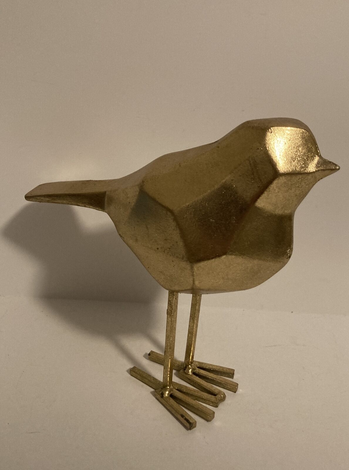 Gold Bird Geometric Sculptured Standing Figurine Contemporary Home Decor