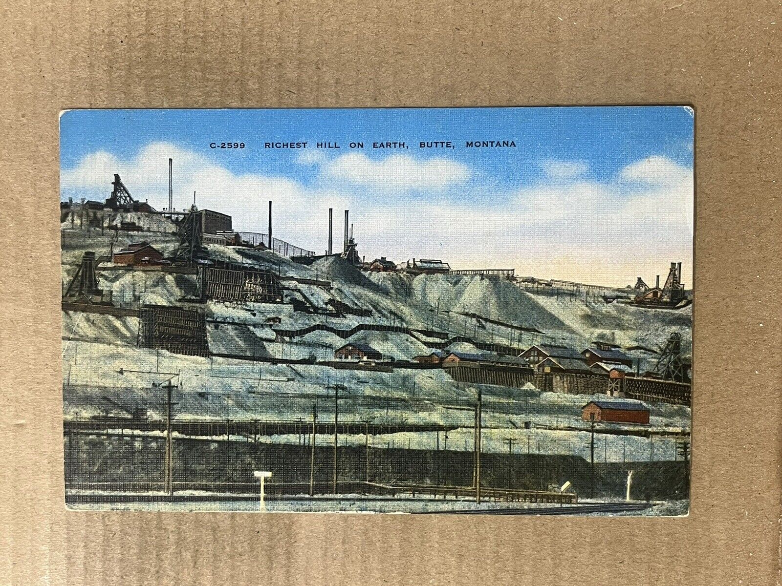 Postcard Butte MT Montana Mining Copper Mine Richest Hill on Earth Vintage PC