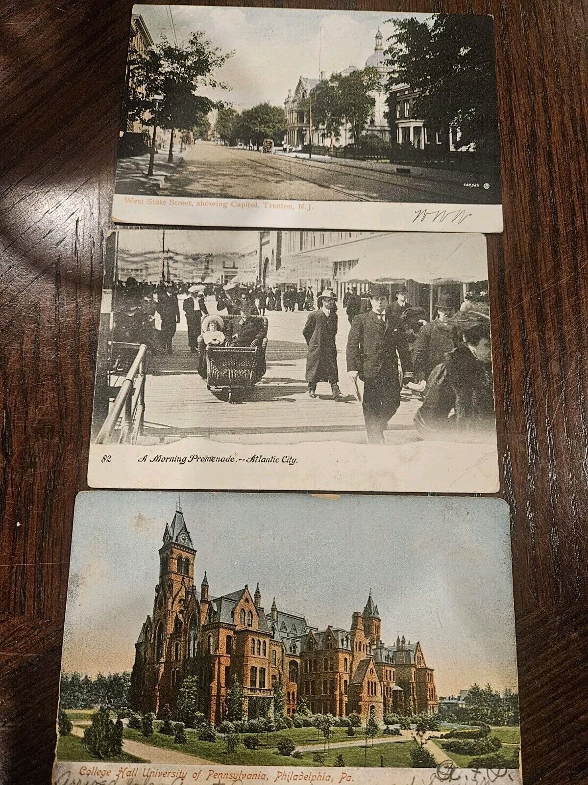 Lot of 3 Vintage Postcards 1905, 1907 Atlantic City, Trenton, Philadelphia