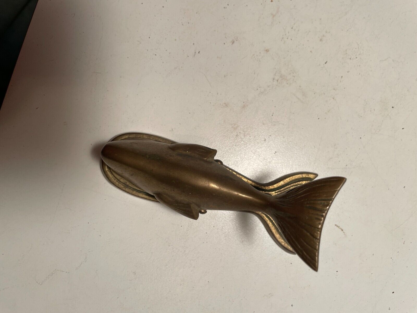 Vintage Soild Brass Whale Note Holder