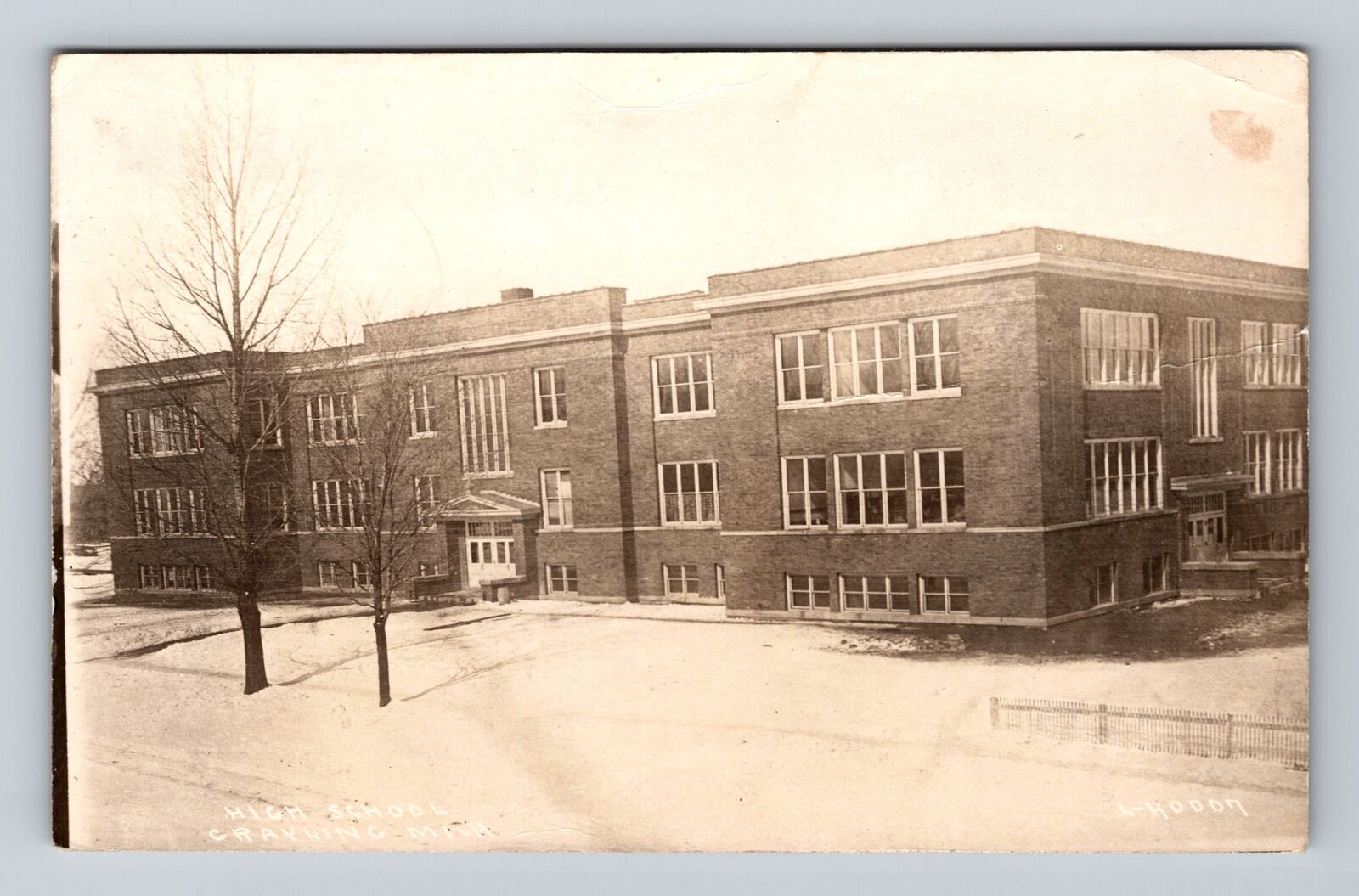 Grayling MI-Michigan, RPPC, High School, Antique Souvenir Vintage c1919 Postcard