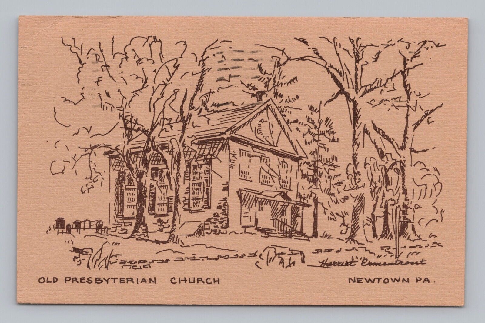 Postcard Old Presbyterian Church Newtown Pennsylvania by Harriet Ermantrout