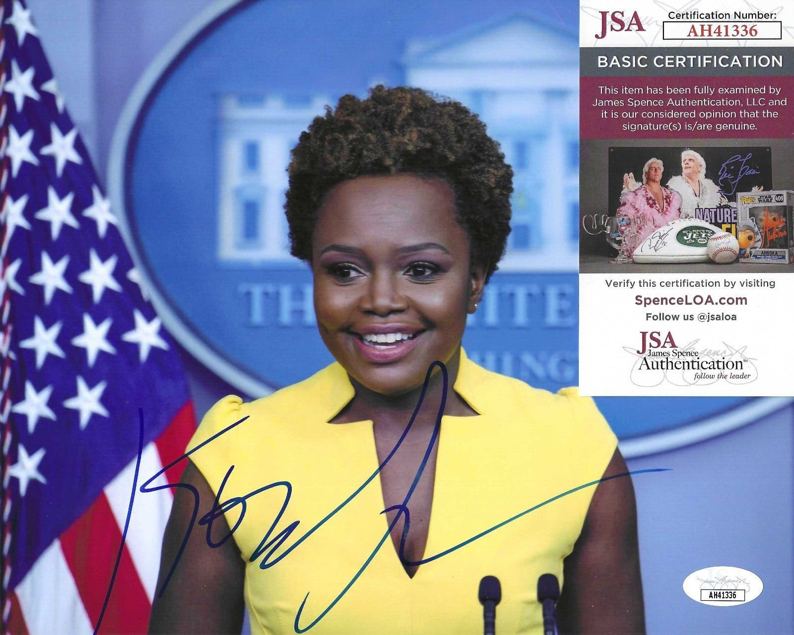 Karine Jean-Pierre Signed 8x10 Photo w/ JSA COA #AH41336 Joe Biden