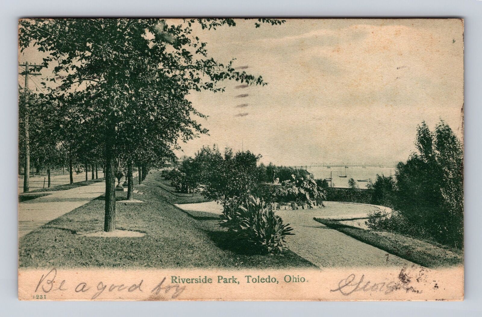 Toledo OH-Ohio, Riverside Park, Antique, Vintage c1905 Souvenir Postcard