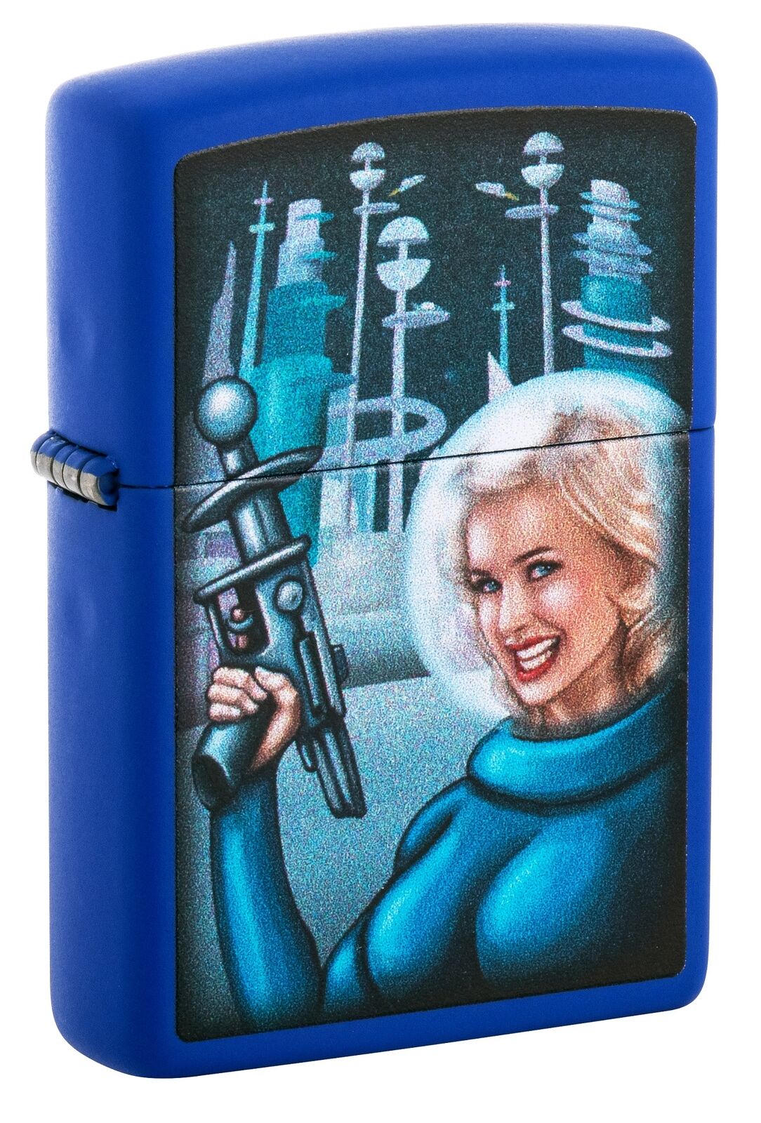 Zippo Retro Futuristic Royal Blue Matte Windproof Lighter, 229-088352