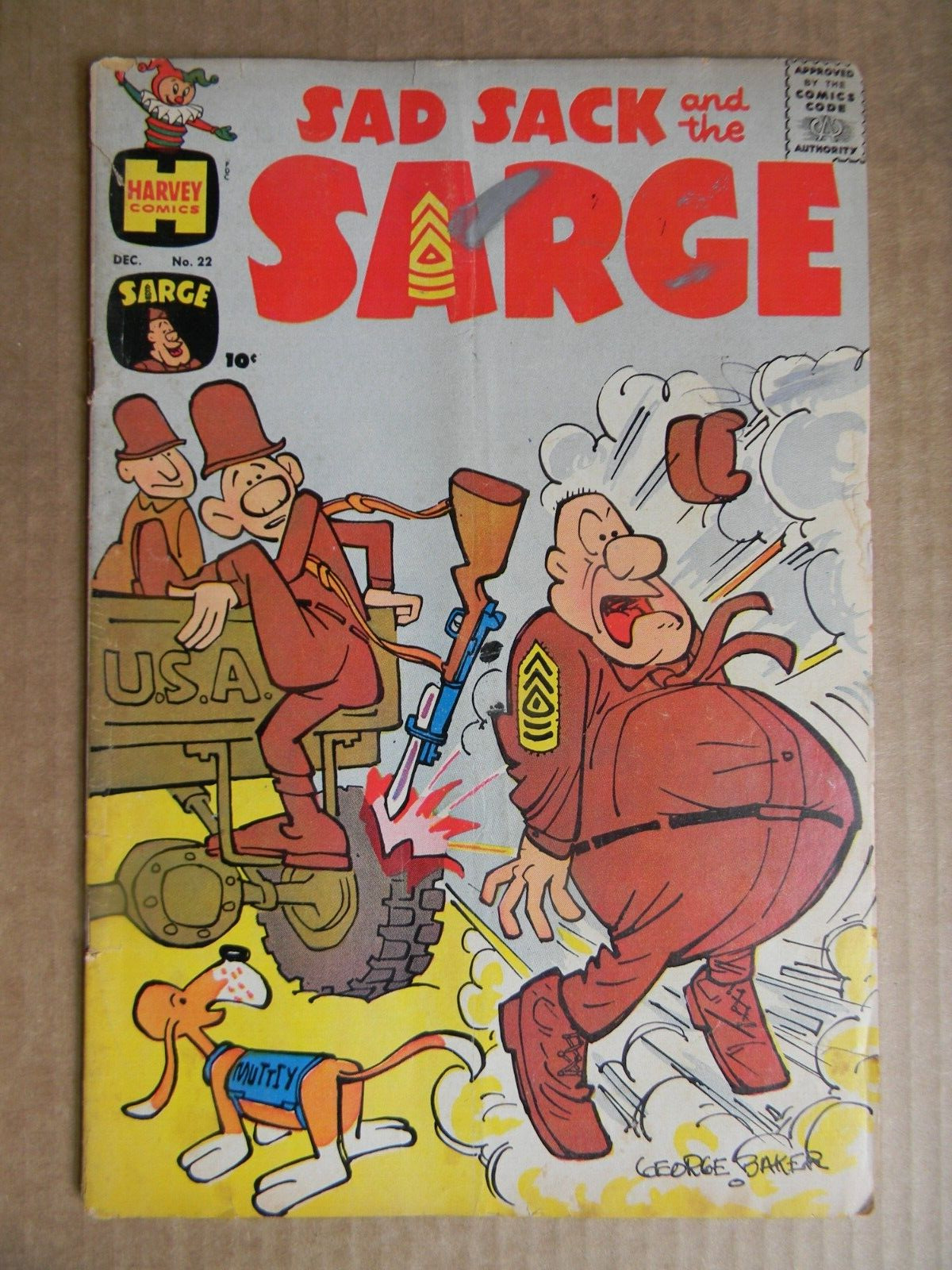 Sad Sack & Sarge #22 1960 10 cent comic US Army Rifle Bayonet Cover Toy Car Ad