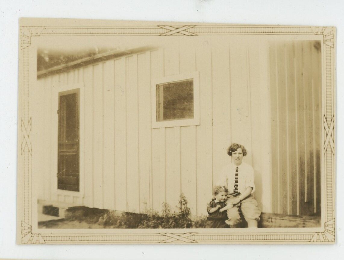 Vintage Photo Masculine Gal Toddler Girl Camp Trip Nostalgia Umatilla WA OR 1926