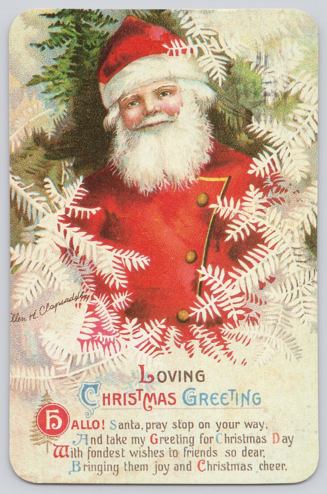 Santa Loving Christmas Greeting Rhyming Verse Postcard