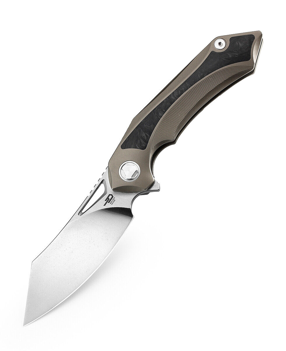 Bestech Kasta Knife Dark Gray Ti w/ CF Handle Plain Mirror M390 Blade BT1909C