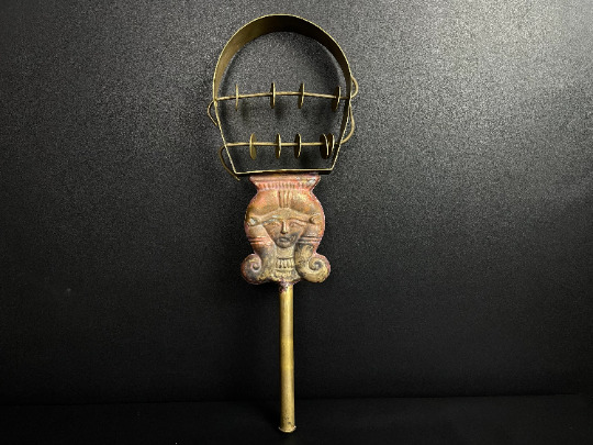 Marvelous Egyptian Handmade Hathor Copper Sistrum (Musical Instrument)