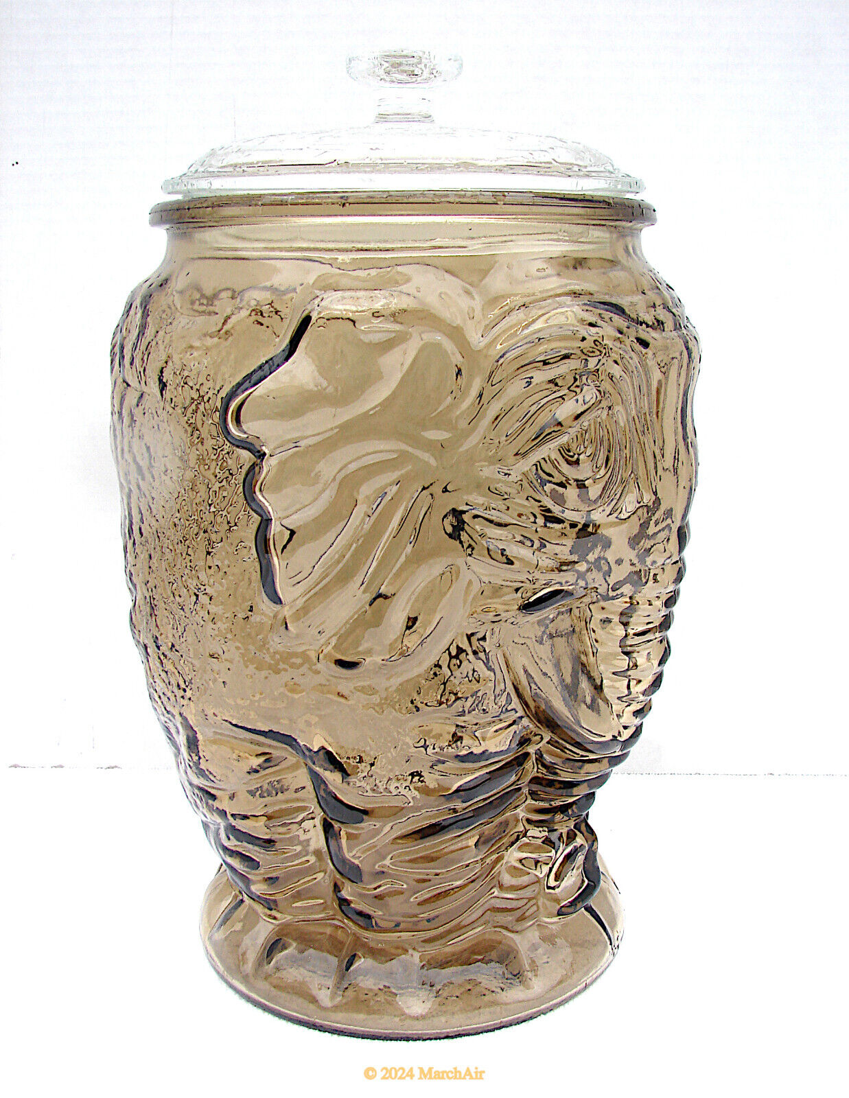 Vintage Libbey Big Top Brown Glass Elephant Storage Jar Lid 1.25 Gallon