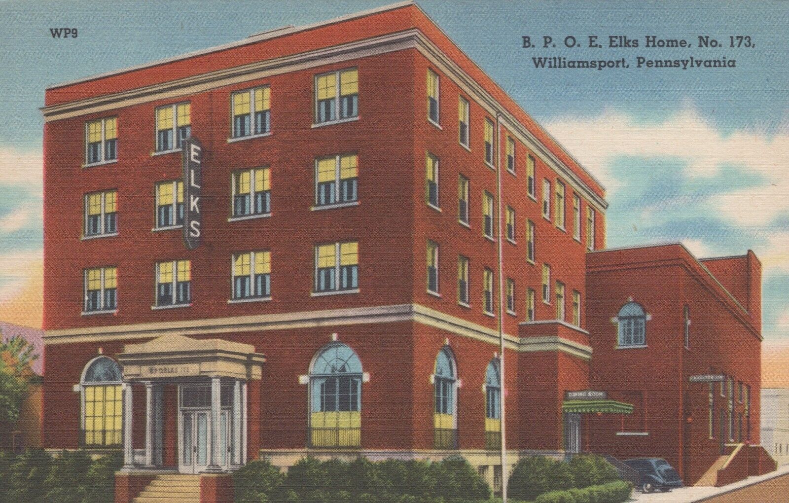 Williamsport Pennsylvania B.P.O.E. Elks Home No 173 Postcard