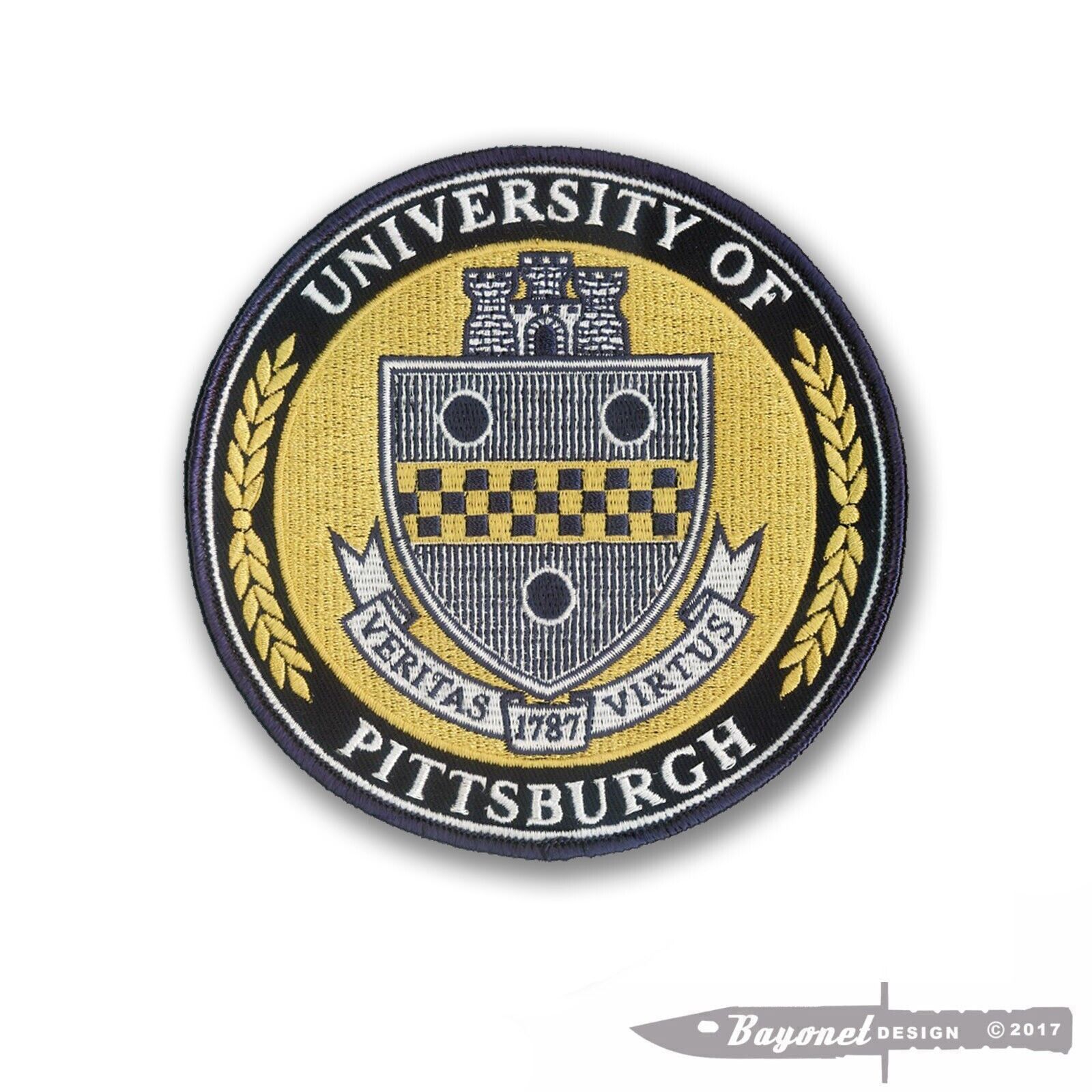 Pittsburgh University embroidered patch - Wax Backed -  4 1/2\