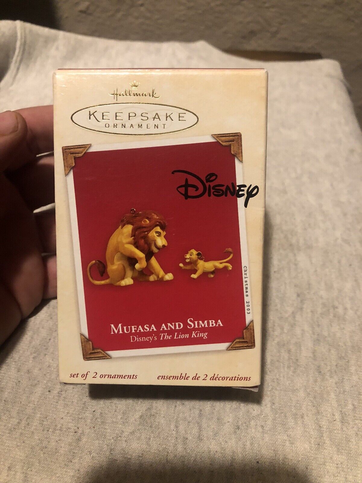 2003 Hallmark Keepsake Ornament Mufasa Simba Lion King 2 Piece Set w Box