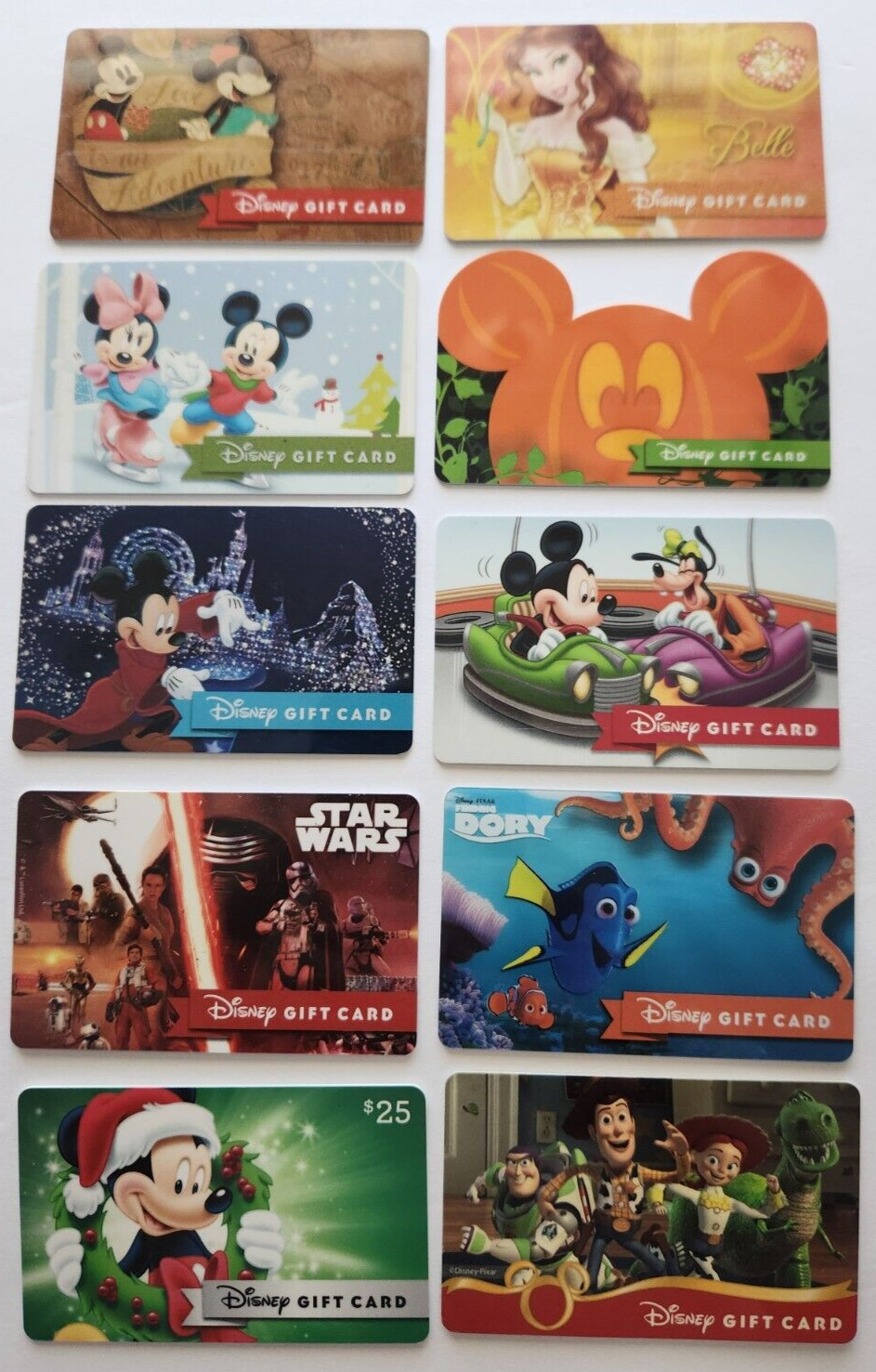 Vintage Disney Lot of 10 Used Disneyland Gift Cards No Value on Cards