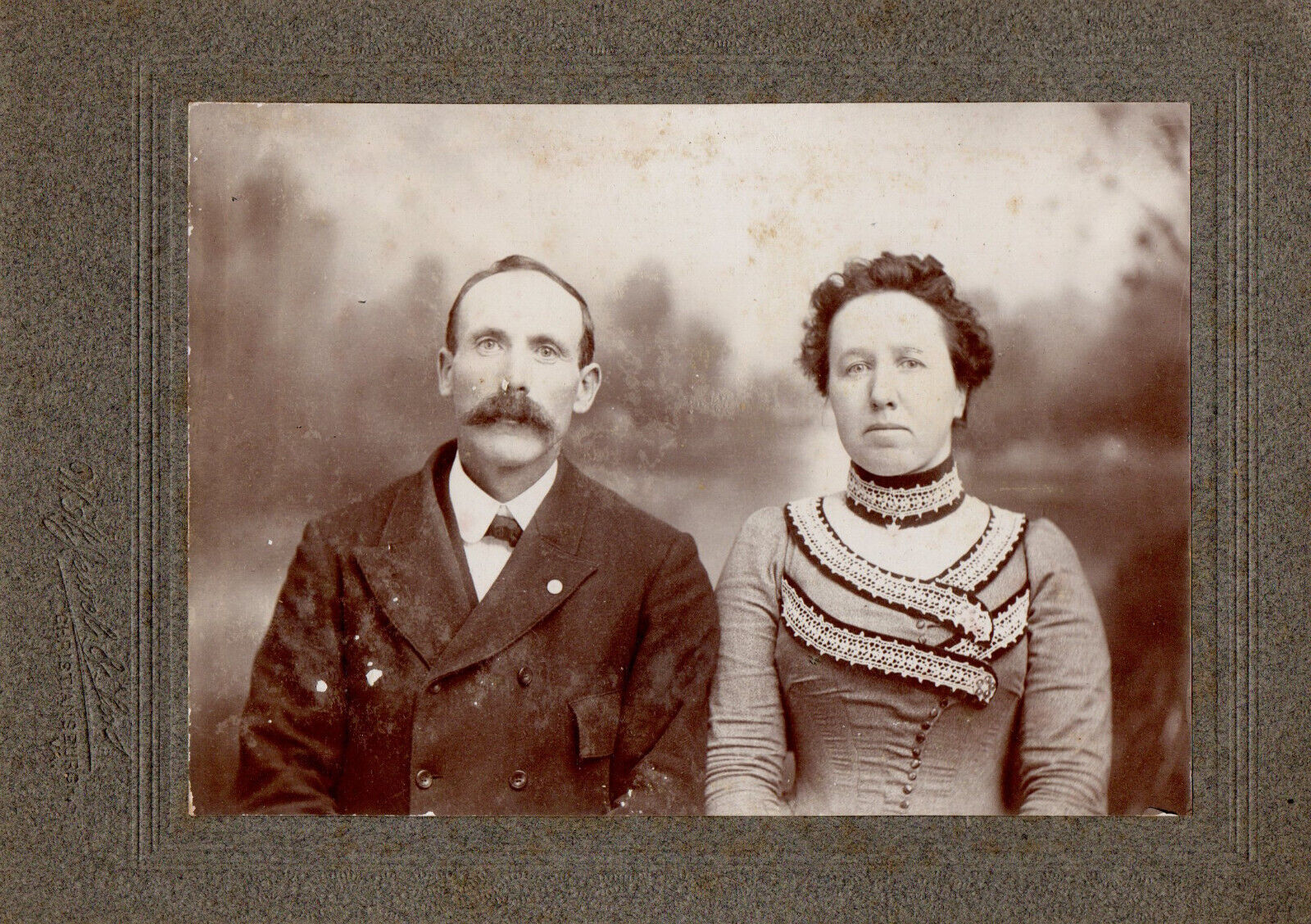 Matted Antique Photo - Christiansburg Va Couple late 1800\'s 7 3/8\