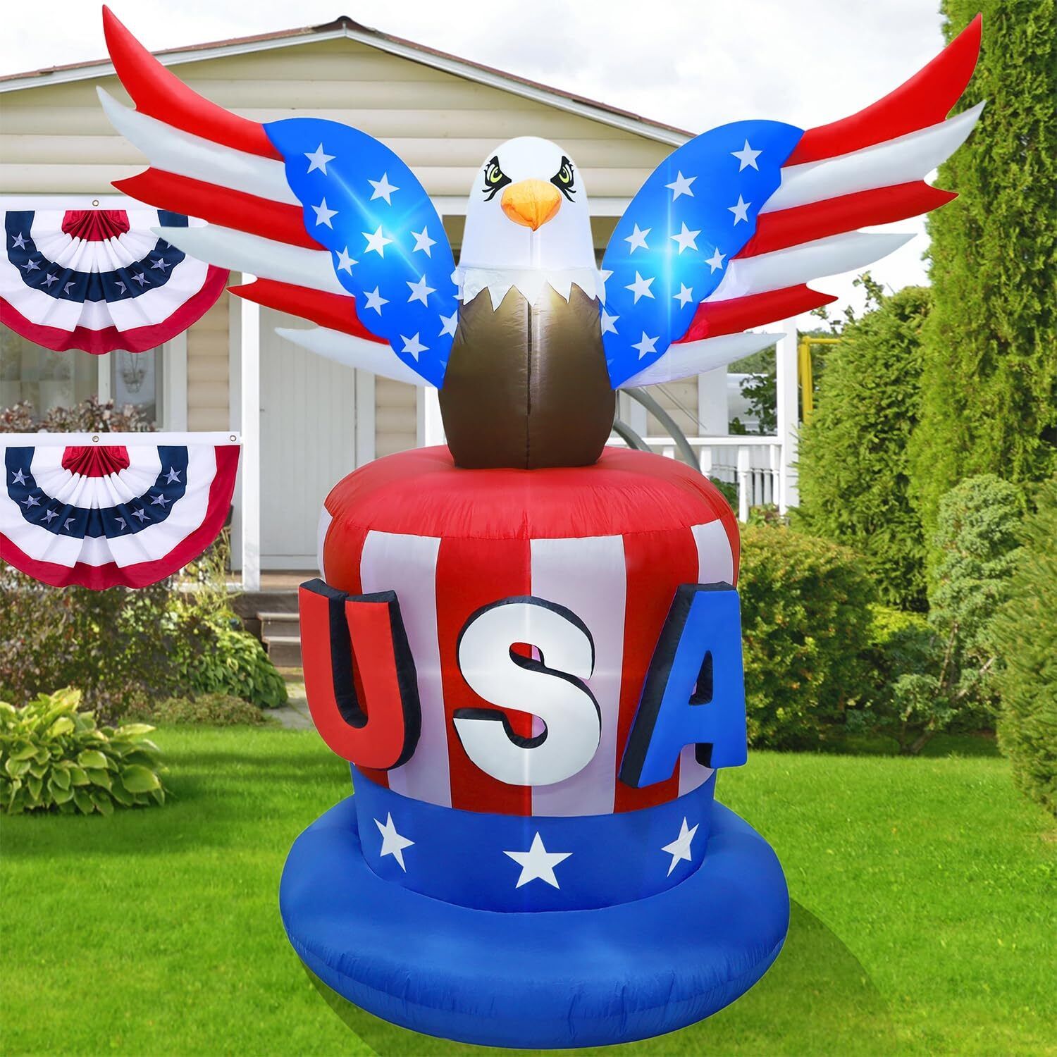 Juegoal Patriotic Independence Day Inflatable 8FT Height USA Bald Eagle on Un...