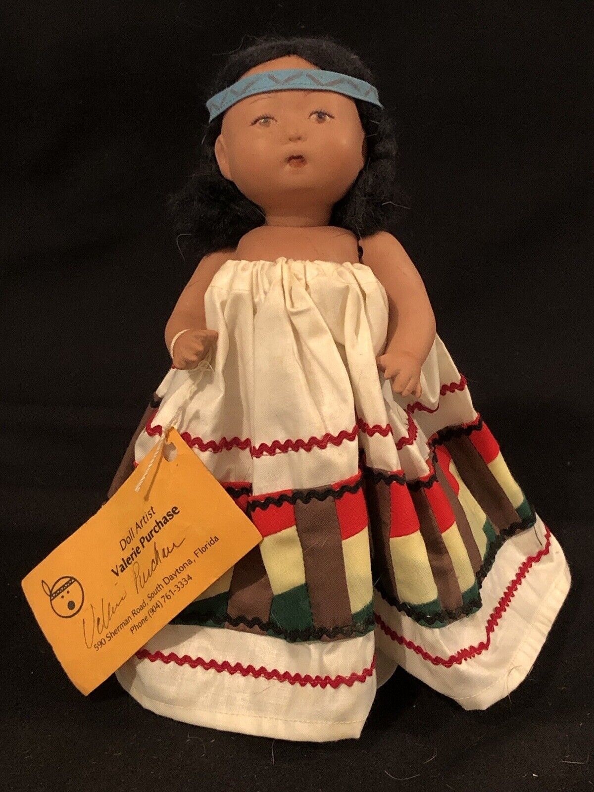 Vintage Native American Girl Doll Artist Valerie Purchase South Daytona Florida 