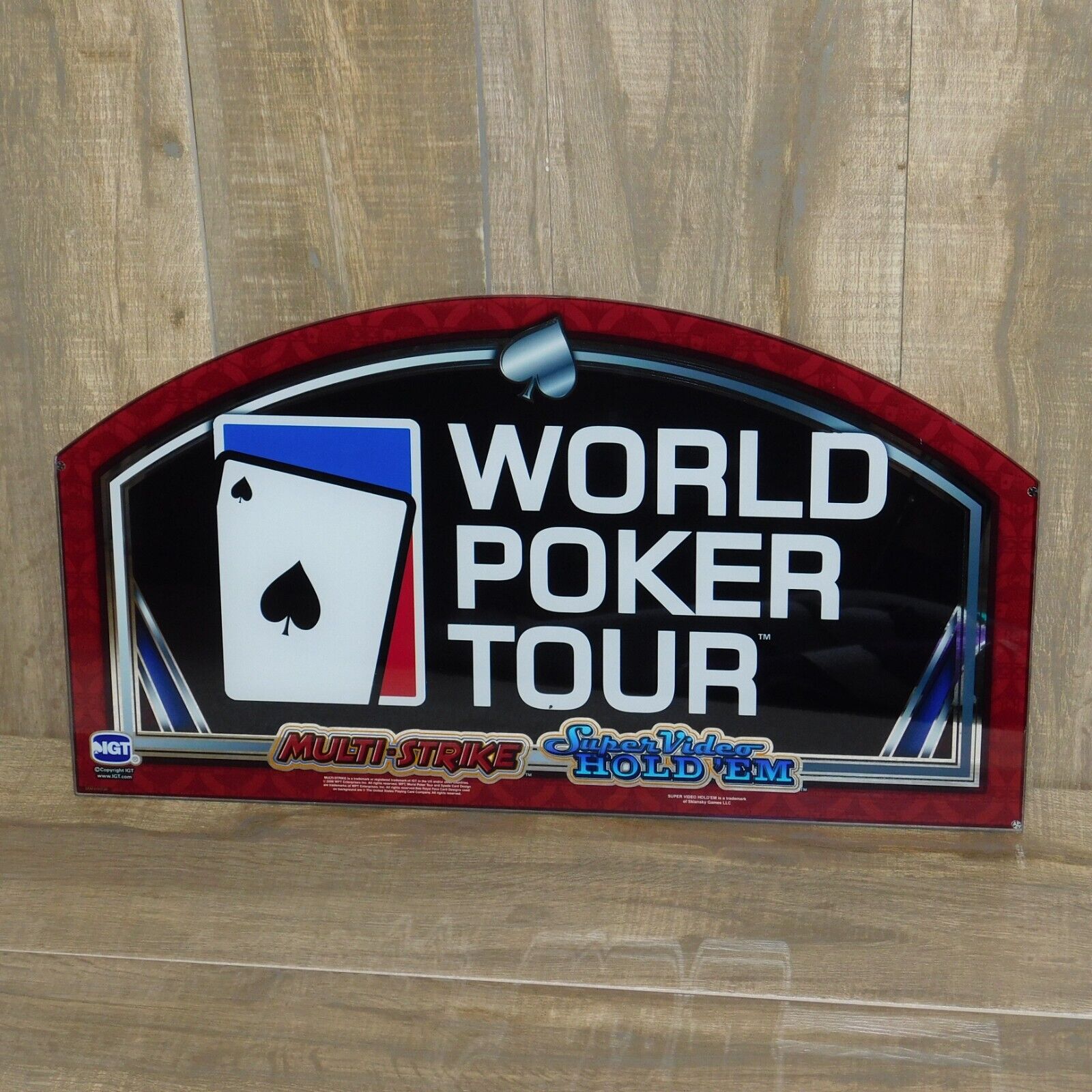 Vintage 2006 IGT WORLD POKER TOUR Casino Gambling Slot Machine Glass 23 X 12.5