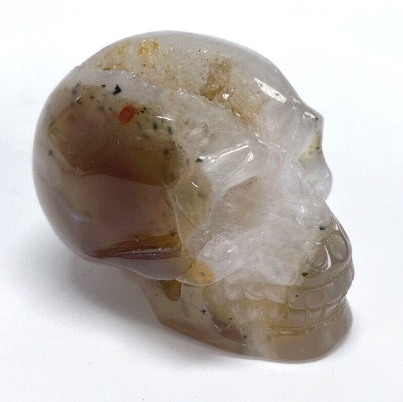 2.6\'\' Natural Agate Carved Crystal Skull,Realistic - Skull Gemstone & Crystal