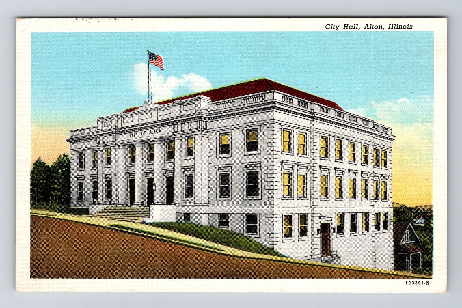 Alton IL-Illinois, City Hall, Antique Vintage Souvenir Postcard
