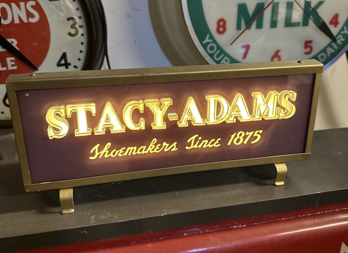 Original Embossed Light Up Stacy Adams Shoes Sign Very Rare 