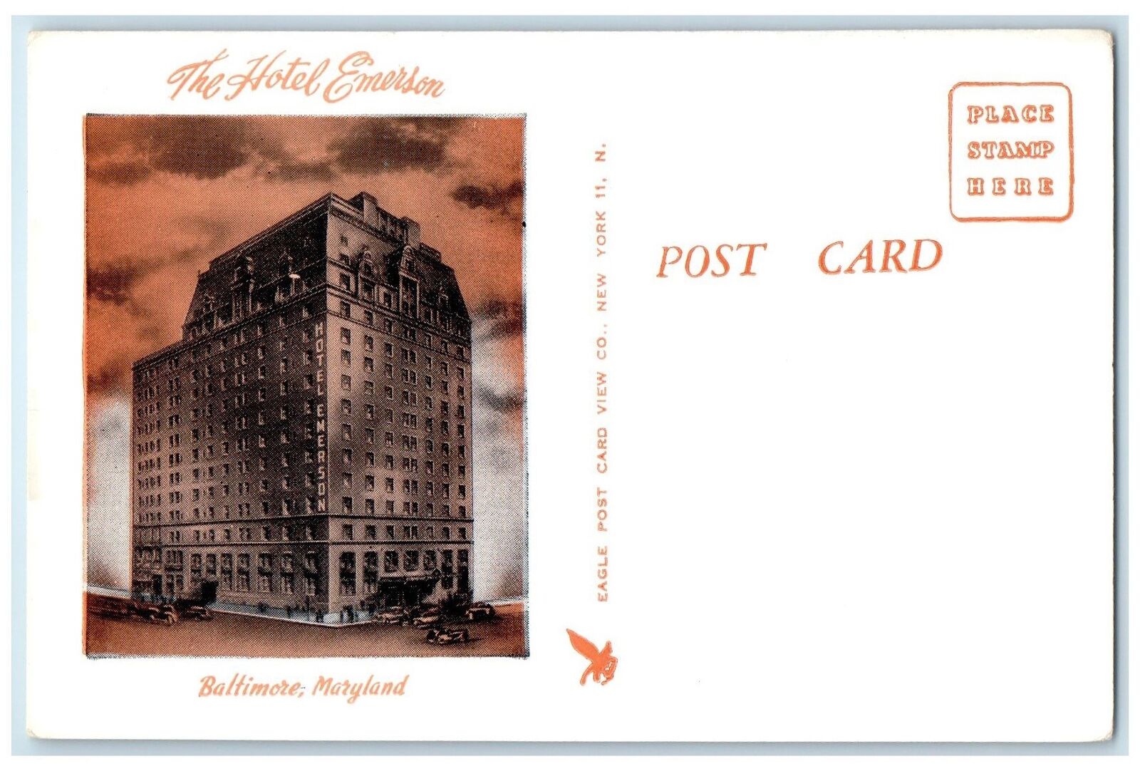 c1905s The Hotel Emerson Exterior Roadside Baltimore Maryland Carriages Postcard