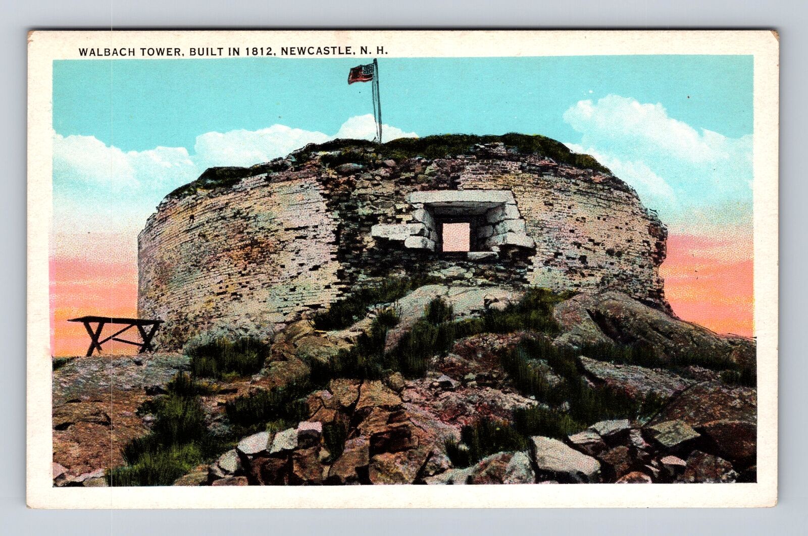 Newcastle NH-New Hampshire, Walbach Tower, Antique, Vintage Souvenir Postcard