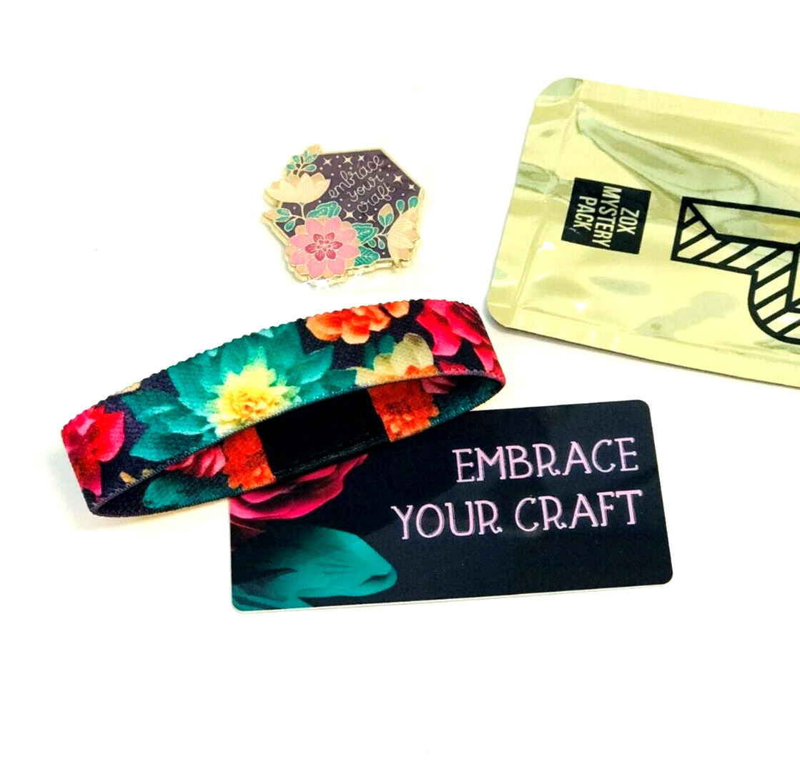 ZOX **EMBRACE YOUR CRAFT** Silver Single Med Mys Wristband New/Card & magnet