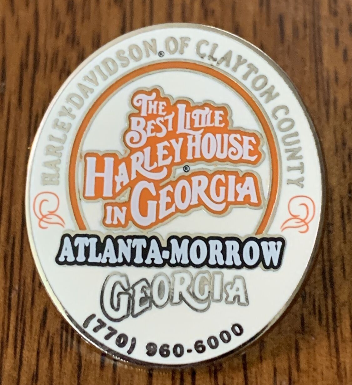 Harley-Davidson Pin Back Clayton County The Best Little Harley House In Georgia