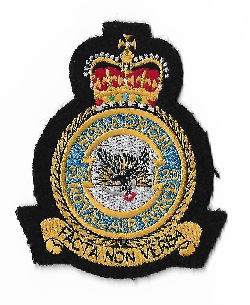 RAF 20 SQN CREST felt QC  patch ROYAL AIR FORCE