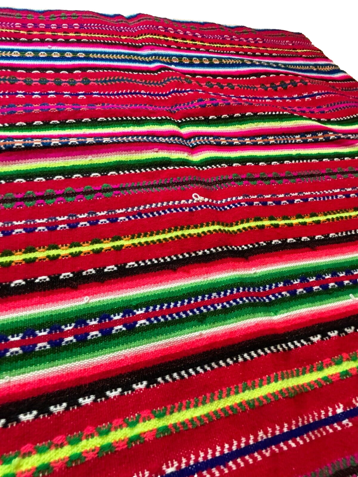 Vintage Hand Woven Loomed Peruvian Andes Pullo Carrying Blanket Huancayo 43x43