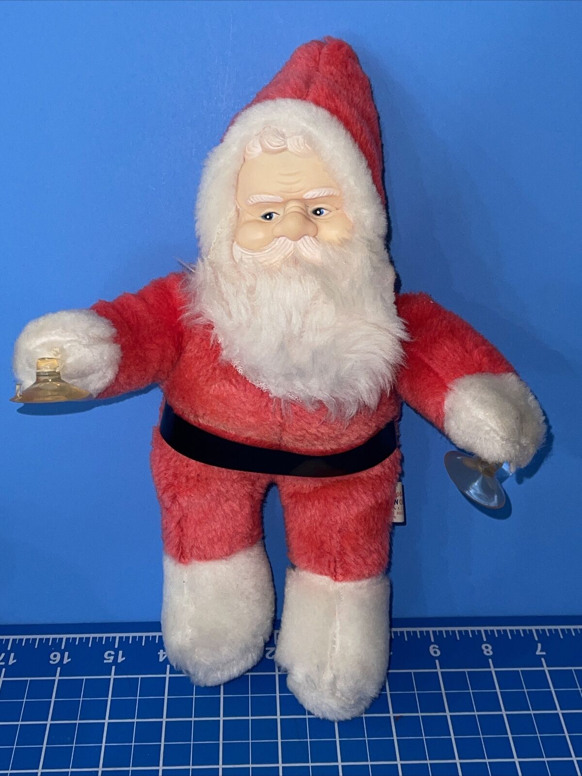 Vtg Superior Toy And Novelty Santa Claus Plastic Face 11” Doll Window Cling
