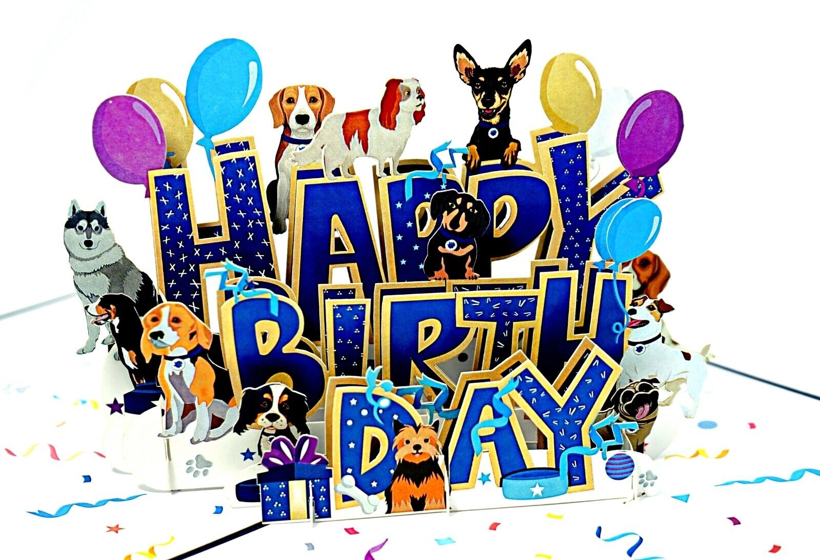 Happy birthday dogs 3D Pop Up Card Dog  Birthday Anniversary Mother\'s Day