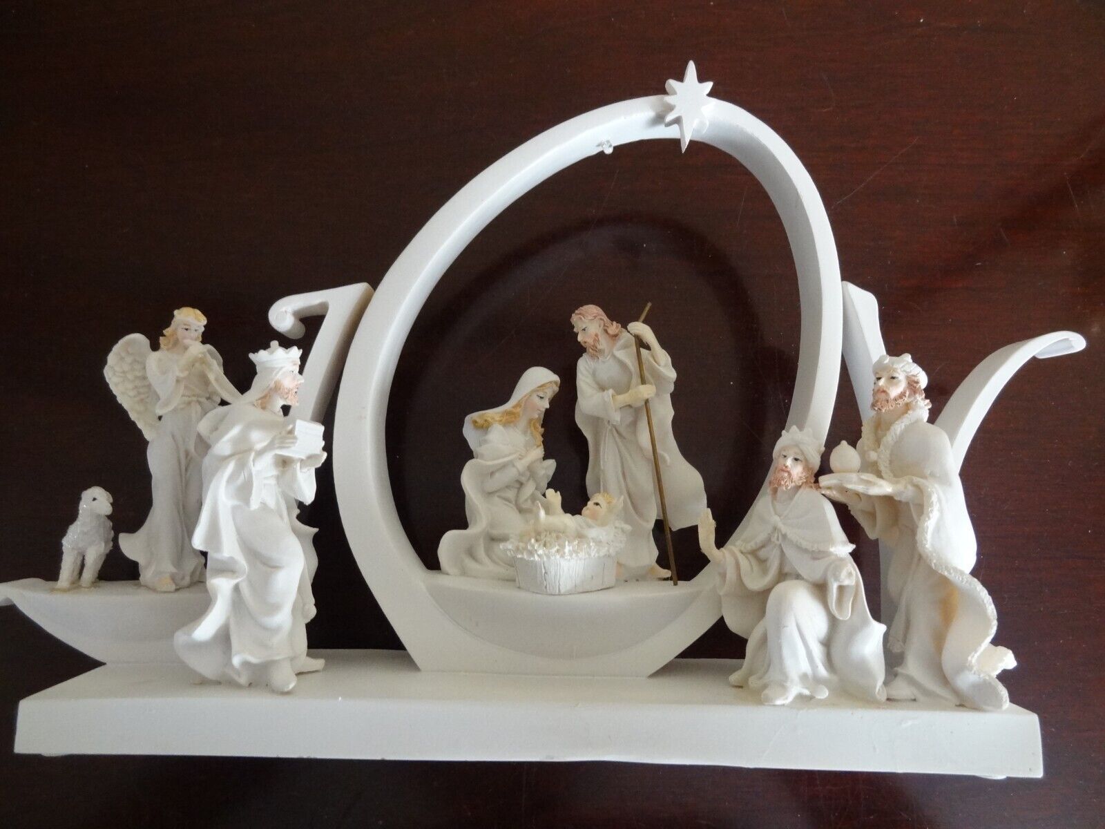 Christmas Nativity Figurine w/ Light ~ JOY Holy Family Scene