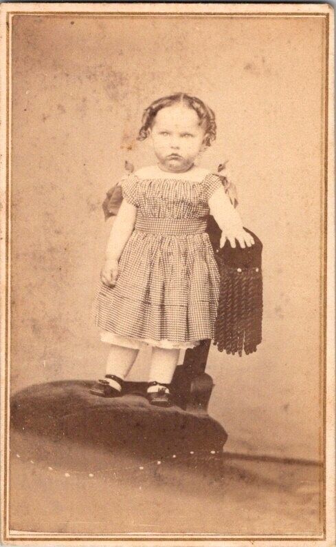 Darling Little Girl in Pretty Dress, c1870, CDV Photo, #1965