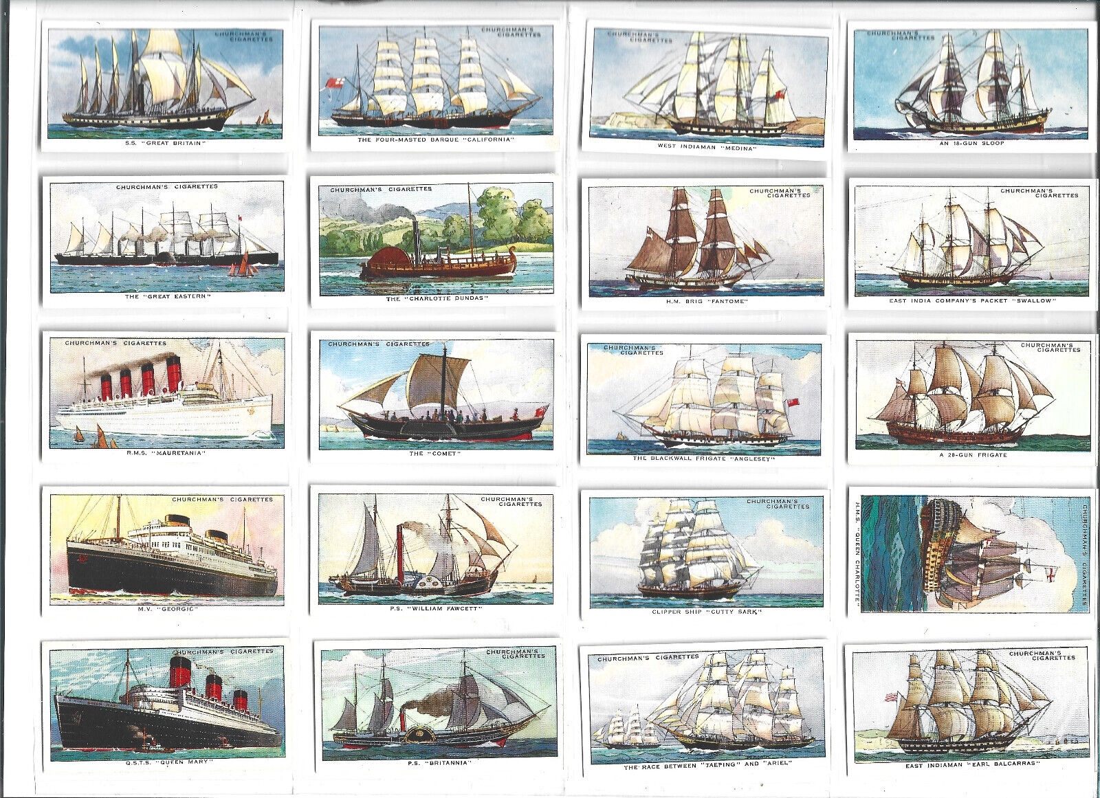 1937 The Story of Navigation Churchman Cigaret Tobbaco 50 Card Complete Set