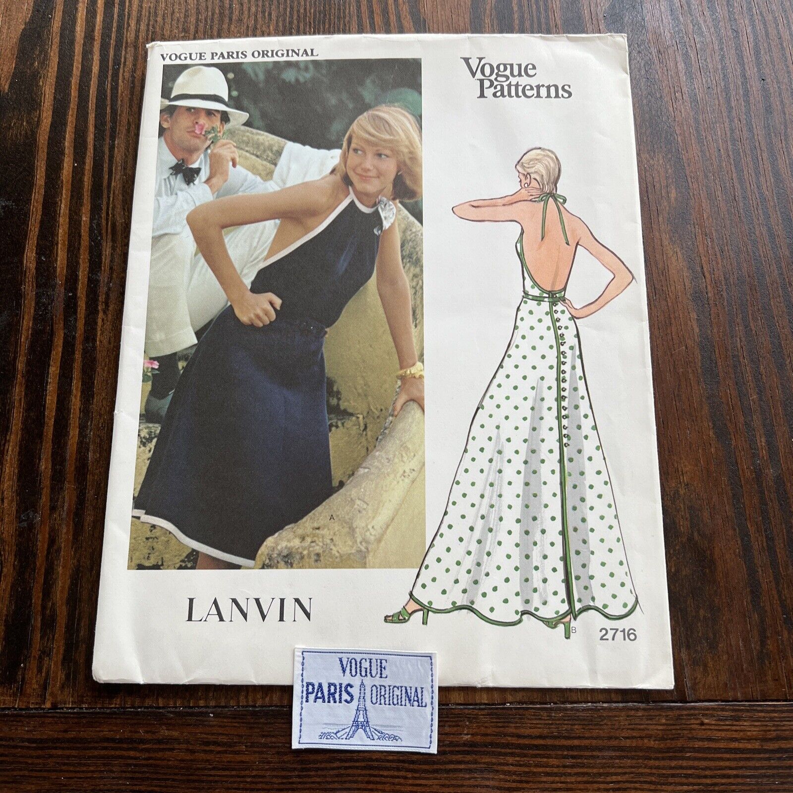 Vogue Paris Original Vintage 70’s Dress Sewing Pattern Lanvin #2716 14/36b