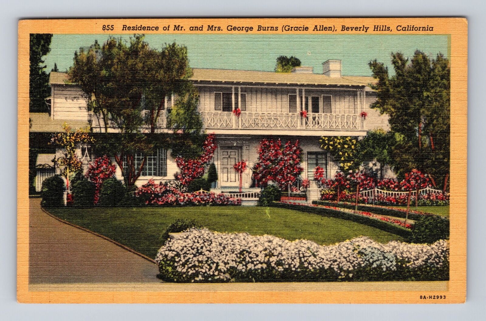 Beverley Hills CA-California, Residence Mr Mrs George Burns, Vintage Postcard