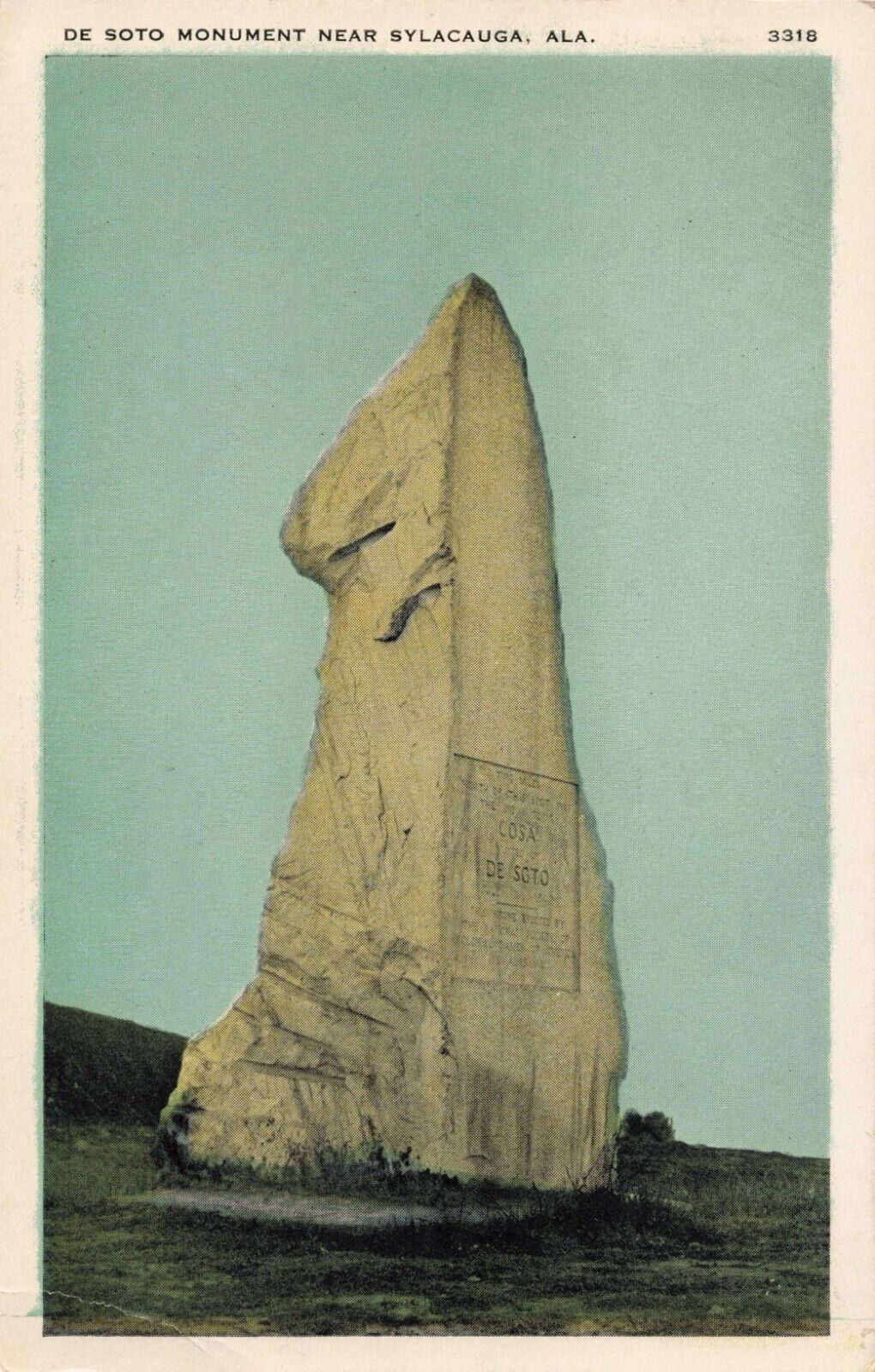 De Soto Monument Near Sylacauga Alabama AL c1920 Postcard
